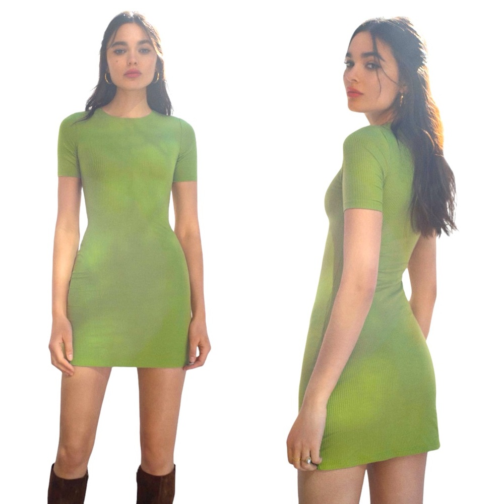 Reformation Kendy Knit Ribbed T Shirt Mini Dress
